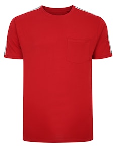 Bigdude T-Shirt mit gestreiften Schultern, Pfefferrot